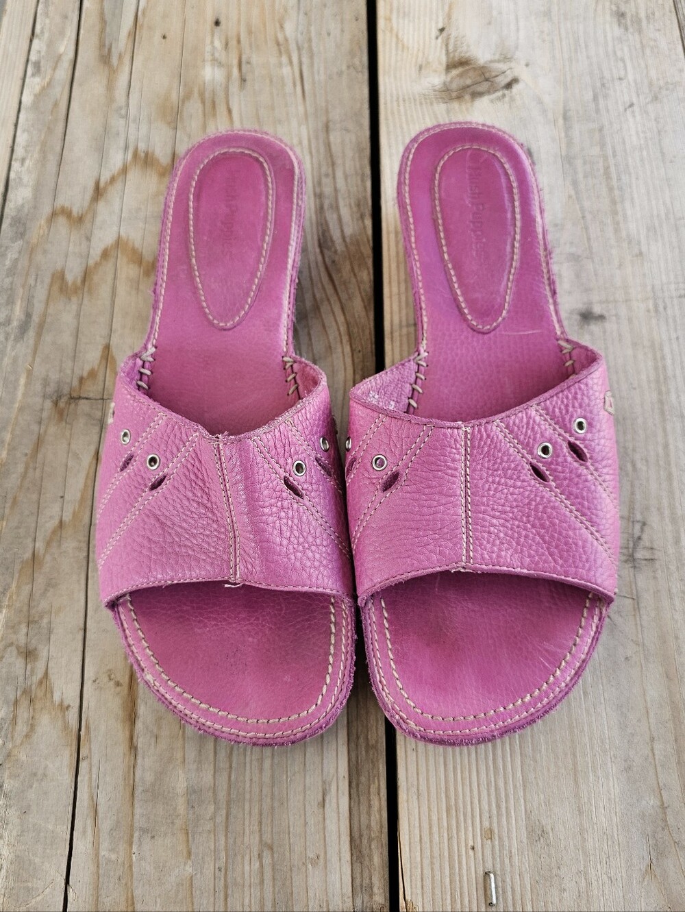 Y2K Women's Pink Slide Sandals, Hush Puppies